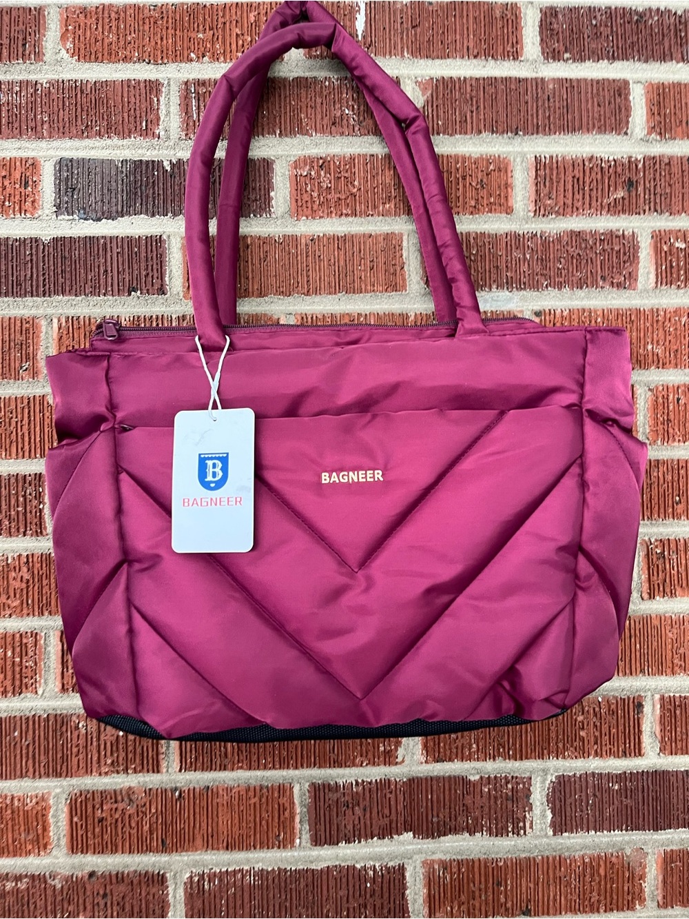 Women's Quilted Tote Bag in Berry